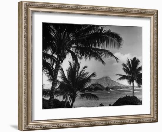 Waikiki Beach with Diamond Head in Rear as Seen from Across the Bay at the Royal Hawaiian-William C^ Shrout-Framed Photographic Print