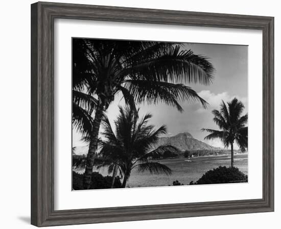 Waikiki Beach with Diamond Head in Rear as Seen from Across the Bay at the Royal Hawaiian-William C^ Shrout-Framed Photographic Print