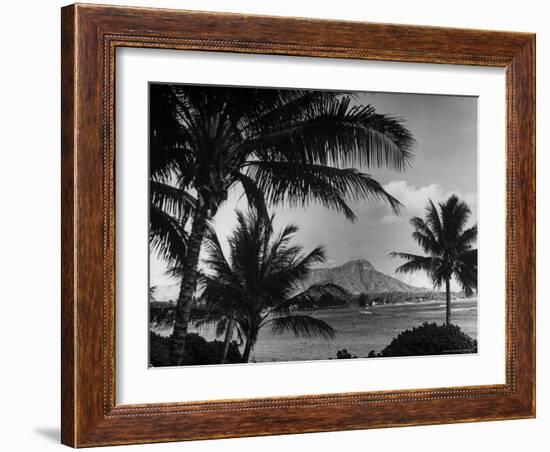 Waikiki Beach with Diamond Head in Rear as Seen from Across the Bay at the Royal Hawaiian-William C^ Shrout-Framed Photographic Print