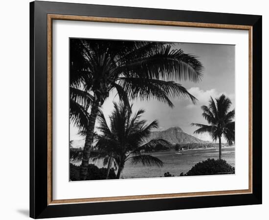 Waikiki Beach with Diamond Head in Rear as Seen from Across the Bay at the Royal Hawaiian-William C^ Shrout-Framed Photographic Print