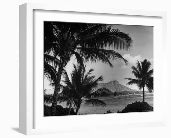 Waikiki Beach with Diamond Head in Rear as Seen from Across the Bay at the Royal Hawaiian-William C^ Shrout-Framed Photographic Print