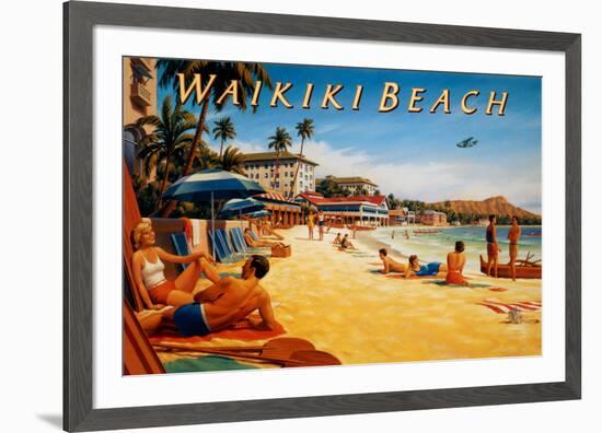 Waikiki Beach-Kerne Erickson-Framed Art Print