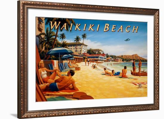 Waikiki Beach-Kerne Erickson-Framed Art Print