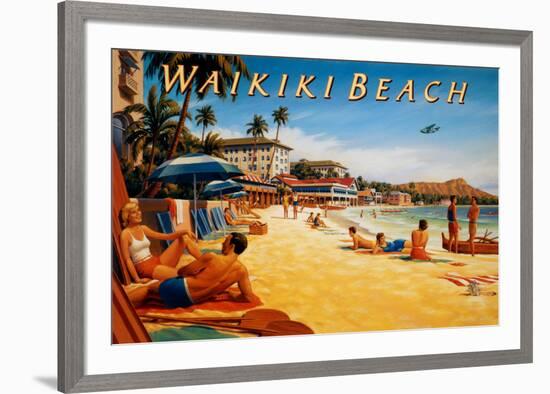 Waikiki Beach-Kerne Erickson-Framed Art Print