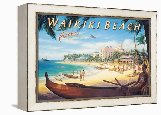 Waikiki Beach-Kerne Erickson-Framed Stretched Canvas