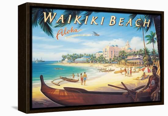 Waikiki Beach-Kerne Erickson-Framed Stretched Canvas