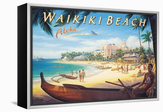 Waikiki Beach-Kerne Erickson-Framed Stretched Canvas