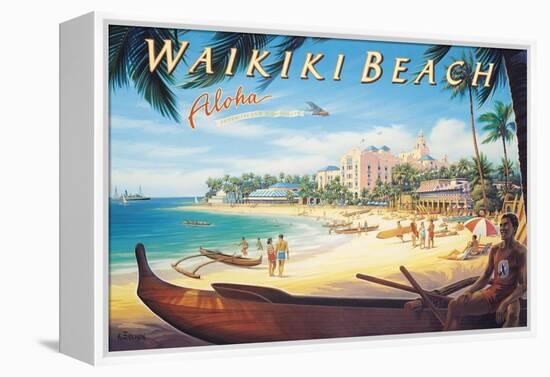 Waikiki Beach-Kerne Erickson-Framed Stretched Canvas