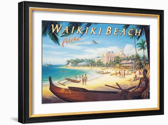 Waikiki Beach-Kerne Erickson-Framed Premium Giclee Print