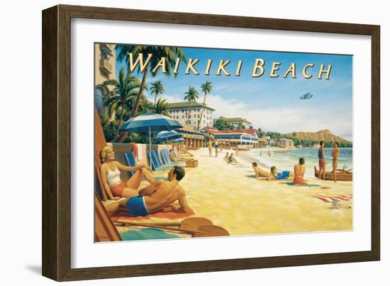 Waikiki Beach-Kerne Erickson-Framed Art Print