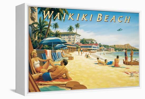 Waikiki Beach-Kerne Erickson-Framed Stretched Canvas