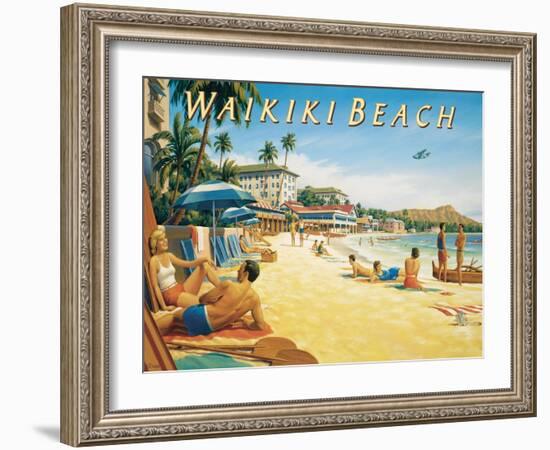 Waikiki Beach-Kerne Erickson-Framed Art Print