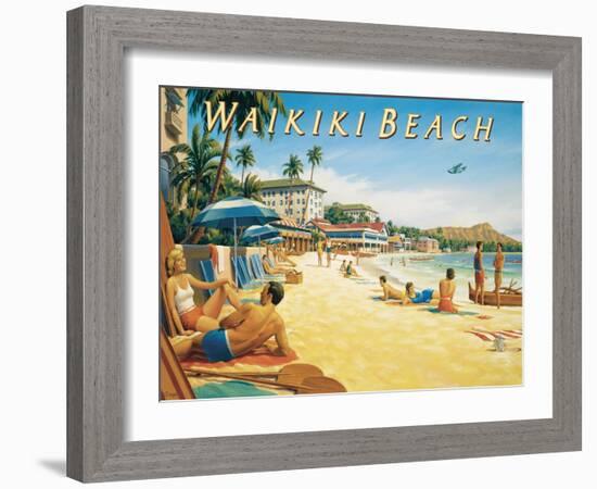 Waikiki Beach-Kerne Erickson-Framed Art Print