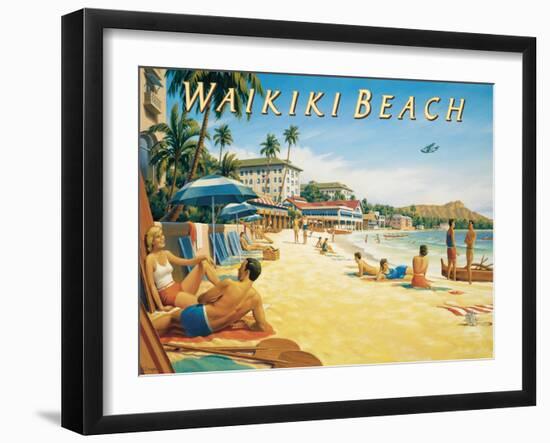 Waikiki Beach-Kerne Erickson-Framed Art Print