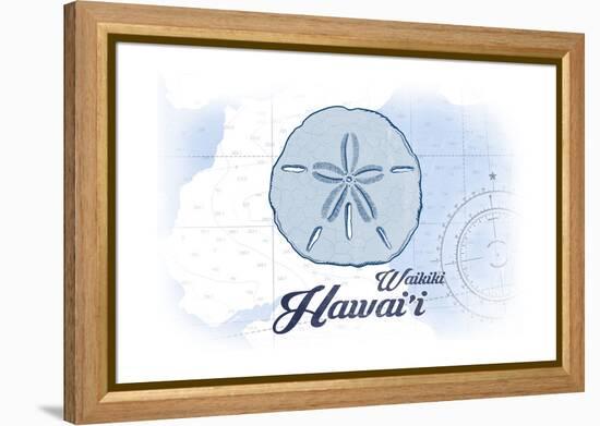 Waikiki, Hawaii - Sand Dollar - Blue - Coastal Icon-Lantern Press-Framed Stretched Canvas