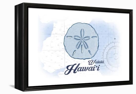 Waikiki, Hawaii - Sand Dollar - Blue - Coastal Icon-Lantern Press-Framed Stretched Canvas