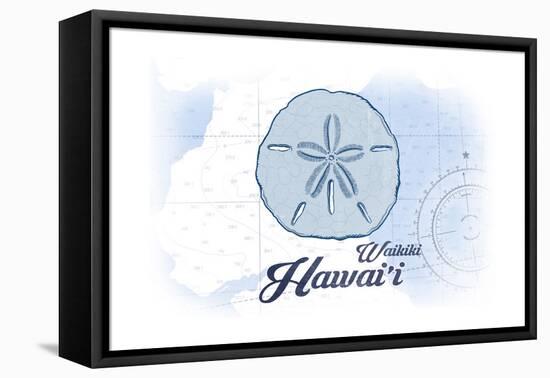 Waikiki, Hawaii - Sand Dollar - Blue - Coastal Icon-Lantern Press-Framed Stretched Canvas