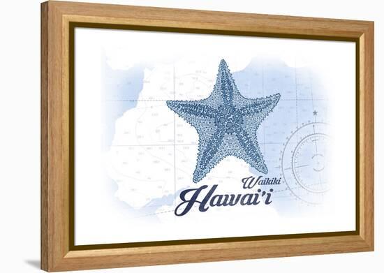 Waikiki, Hawaii - Starfish - Blue - Coastal Icon-Lantern Press-Framed Stretched Canvas