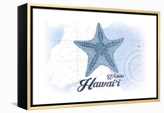 Waikiki, Hawaii - Starfish - Blue - Coastal Icon-Lantern Press-Framed Stretched Canvas