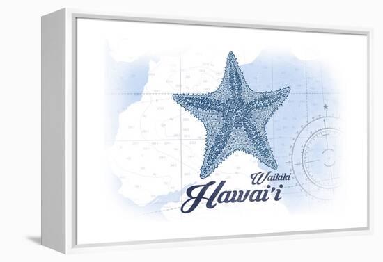 Waikiki, Hawaii - Starfish - Blue - Coastal Icon-Lantern Press-Framed Stretched Canvas