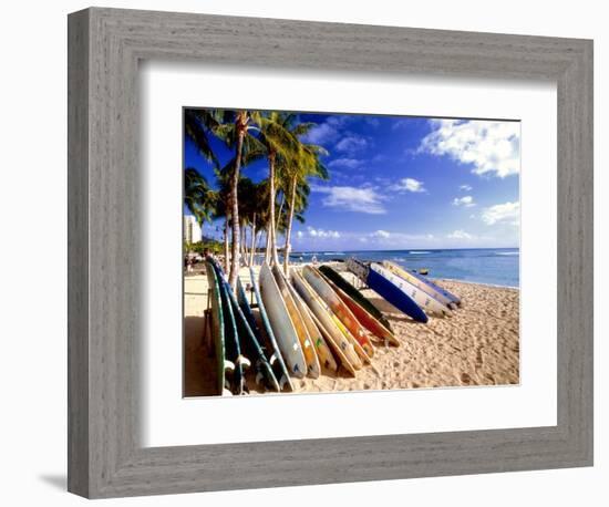 Waikiki Surfboards, Honolulu, Oahu, Hawaii-George Oze-Framed Photographic Print