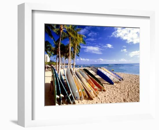 Waikiki Surfboards, Honolulu, Oahu, Hawaii-George Oze-Framed Photographic Print