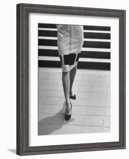 Waist-Down View of Dress with Belt as an Accent around Knees-Nina Leen-Framed Photographic Print