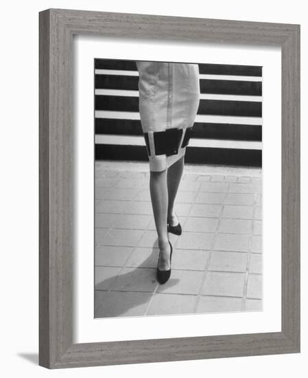 Waist-Down View of Dress with Belt as an Accent around Knees-Nina Leen-Framed Photographic Print