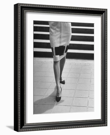 Waist-Down View of Dress with Belt as an Accent around Knees-Nina Leen-Framed Photographic Print