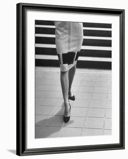 Waist-Down View of Dress with Belt as an Accent around Knees-Nina Leen-Framed Photographic Print
