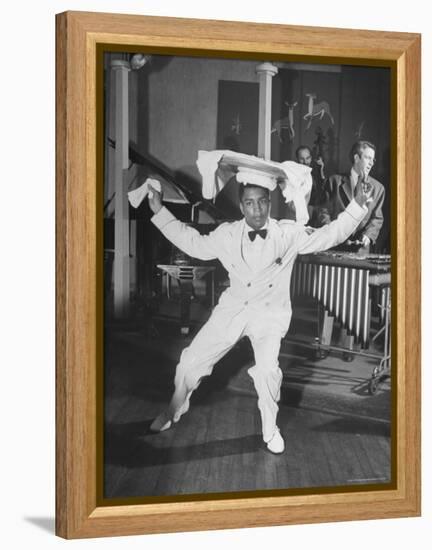 Waiter Dancing with a Tray on His Head-Wallace Kirkland-Framed Premier Image Canvas