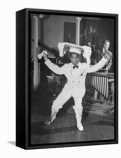 Waiter Dancing with a Tray on His Head-Wallace Kirkland-Framed Premier Image Canvas