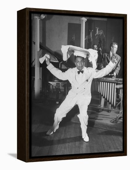 Waiter Dancing with a Tray on His Head-Wallace Kirkland-Framed Premier Image Canvas