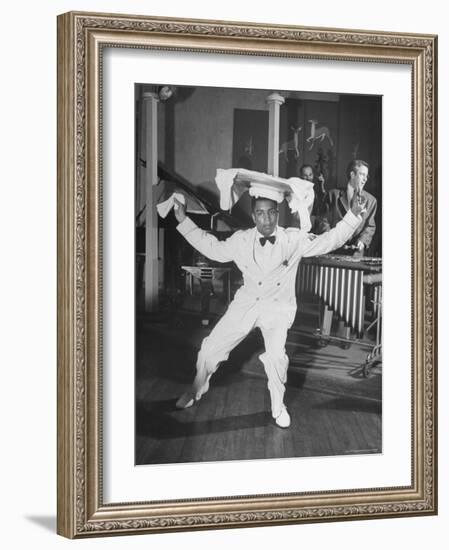 Waiter Dancing with a Tray on His Head-Wallace Kirkland-Framed Photographic Print