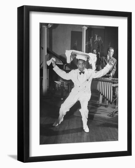 Waiter Dancing with a Tray on His Head-Wallace Kirkland-Framed Photographic Print