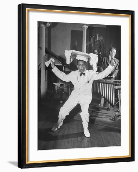 Waiter Dancing with a Tray on His Head-Wallace Kirkland-Framed Photographic Print