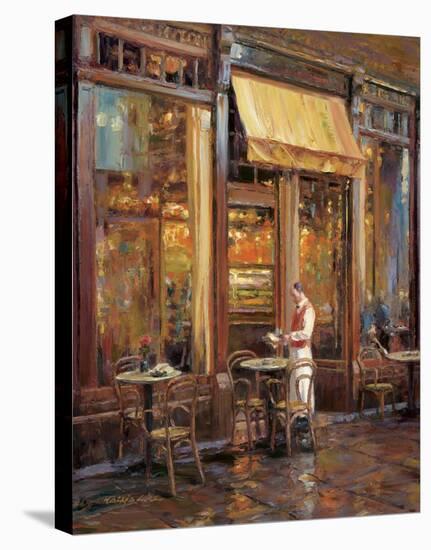 Waiter in Café Stretched Canvas Print by Haixia Liu | Art.com