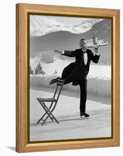 Waiter Rene Brequet with Tray of Cocktails as He Skates Around Serving Patrons at the Grand Hotel-Alfred Eisenstaedt-Framed Premier Image Canvas