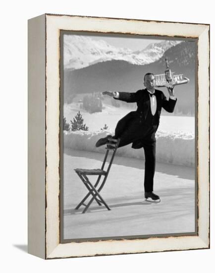 Waiter Rene Brequet with Tray of Cocktails as He Skates Around Serving Patrons at the Grand Hotel-Alfred Eisenstaedt-Framed Premier Image Canvas