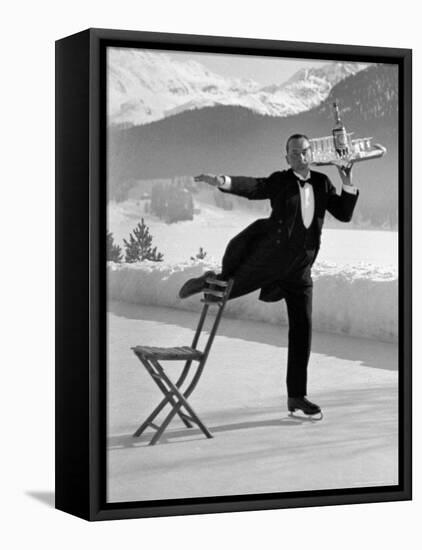 Waiter Rene Brequet with Tray of Cocktails as He Skates Around Serving Patrons at the Grand Hotel-Alfred Eisenstaedt-Framed Premier Image Canvas
