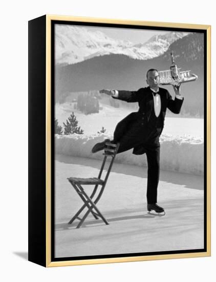 Waiter Rene Brequet with Tray of Cocktails as He Skates Around Serving Patrons at the Grand Hotel-Alfred Eisenstaedt-Framed Premier Image Canvas