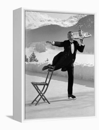 Waiter Rene Brequet with Tray of Cocktails as He Skates Around Serving Patrons at the Grand Hotel-Alfred Eisenstaedt-Framed Premier Image Canvas