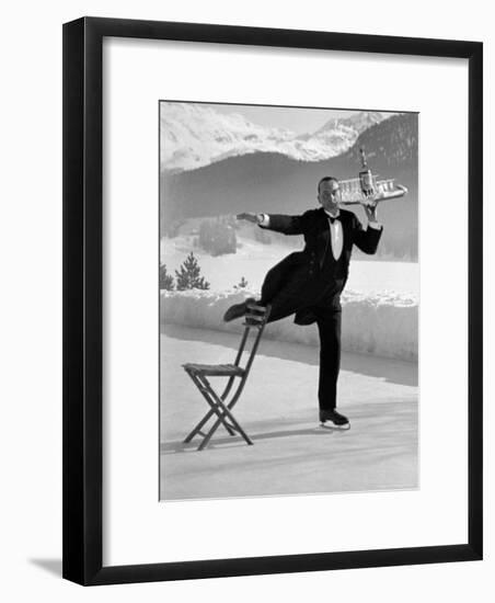 Waiter Rene Brequet with Tray of Cocktails as He Skates Around Serving Patrons at the Grand Hotel-Alfred Eisenstaedt-Framed Premium Photographic Print