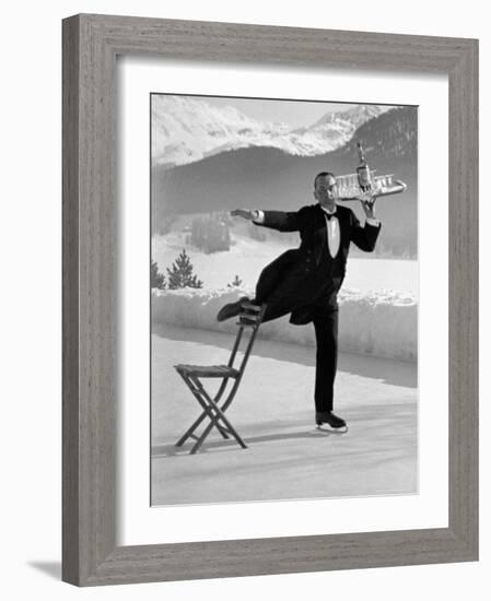 Waiter Rene Brequet with Tray of Cocktails as He Skates Around Serving Patrons at the Grand Hotel-Alfred Eisenstaedt-Framed Photographic Print