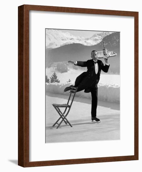 Waiter Rene Brequet with Tray of Cocktails as He Skates Around Serving Patrons at the Grand Hotel-Alfred Eisenstaedt-Framed Photographic Print