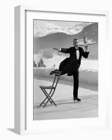 Waiter Rene Brequet with Tray of Cocktails as He Skates Around Serving Patrons at the Grand Hotel-Alfred Eisenstaedt-Framed Photographic Print