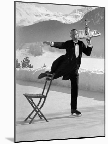 Waiter Rene Brequet with Tray of Cocktails as He Skates Around Serving Patrons at the Grand Hotel-Alfred Eisenstaedt-Mounted Photographic Print