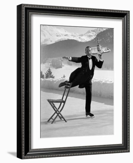 Waiter Rene Brequet with Tray of Cocktails as He Skates Around Serving Patrons at the Grand Hotel-Alfred Eisenstaedt-Framed Photographic Print
