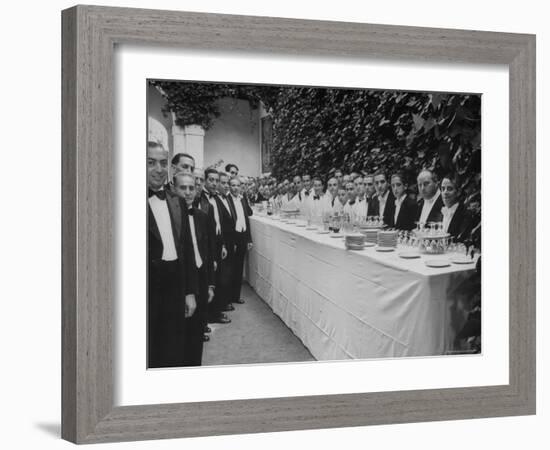 Waiters and Bartenders Waiting to Serve at the Alba Wedding-Frank Scherschel-Framed Photographic Print