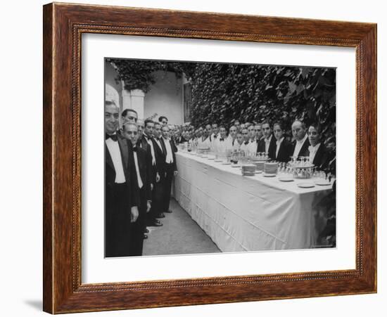Waiters and Bartenders Waiting to Serve at the Alba Wedding-Frank Scherschel-Framed Photographic Print
